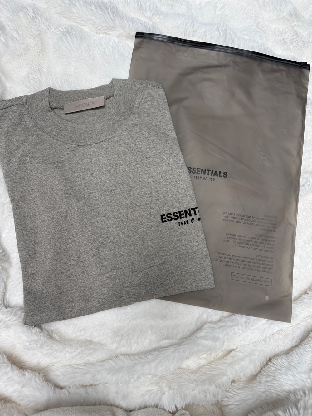 ESSENTIALS Grey Crewneck Tee with Black Logo